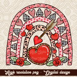 Digital Valentine's Day Rainbow With Heart Png Sublimation Design Downloads, Valentines Western Rainbow PNG, Valentine P