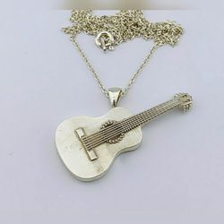 925 Sterling Silver Classic Guitar Necklace, Necklace for Women, Necklace for Men, Unisex Guitar Pendant, Discount, Sale