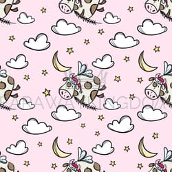 bull in the sky christmas seamless pattern vector illustration