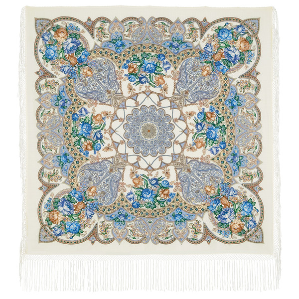 white winter pavlovo posad shawl size 148x148 cm
