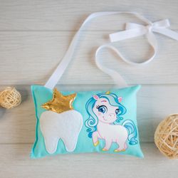 Tooth fairy pillow, unicorn tooth fairy pillow, tooth fairy pillow for girl, tooth fairy hanging pillow