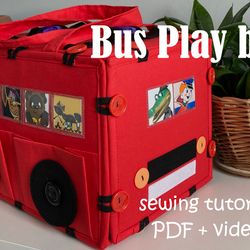 Bus play bag. Toddler activities. PDF tutorial video. Pattern