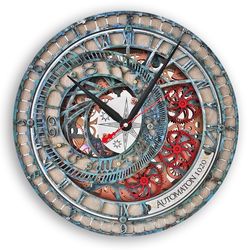 Automaton Orloj Astronomical Moving Gears Wall Clock Wizard Tower Clock, Large Magic Wall Art, Personalized Gift Decor