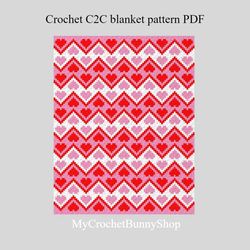 Crochet corner to corner Hearts blanket pattern PDF