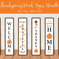 thanksgiving porch sign svg bundle. fall vertical signs. welcome