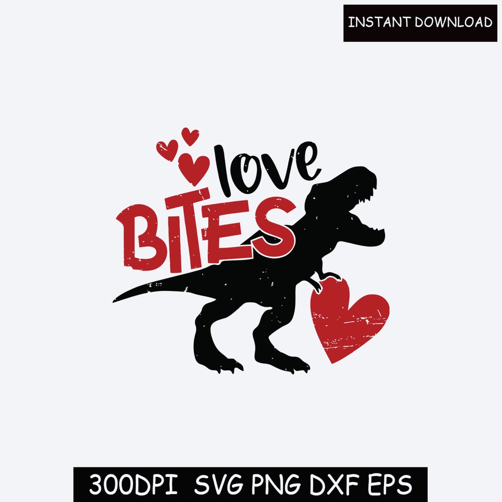 Boy Valentines Svg, Dinosaur Svg, Love Bites Svg, T-Rex Svg, Funny Kids Valentines Day Shirt Svg Cut Files for Cricut, Png, Dxf.jpg