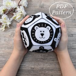 Felt Sensory Ball Black and White for newborn PDF Pattern, Organic Soft Ball toy