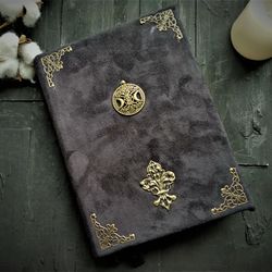 Old spell book blank Triple moon book of shadow  Green witch grimoire Practical book Celtic green