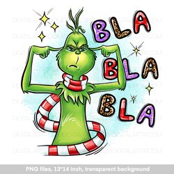 Bla Bla Bla, Green man, Christmas design, png illustration