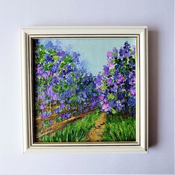 Lilac Wall Art Framed Landscape Painting Acrylic