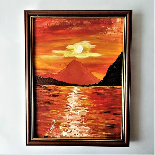 Sunset-painting-acrylic-texture-landscape-wall-decor