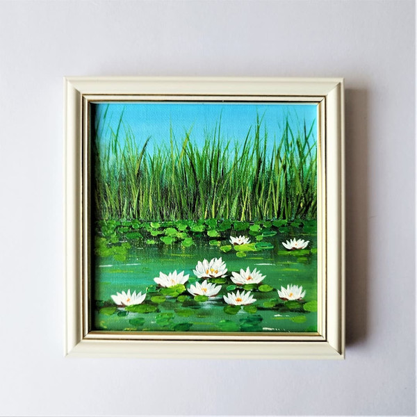 Lake-lotuses-on-the-pond-painting-art-impasto-wall-decoration