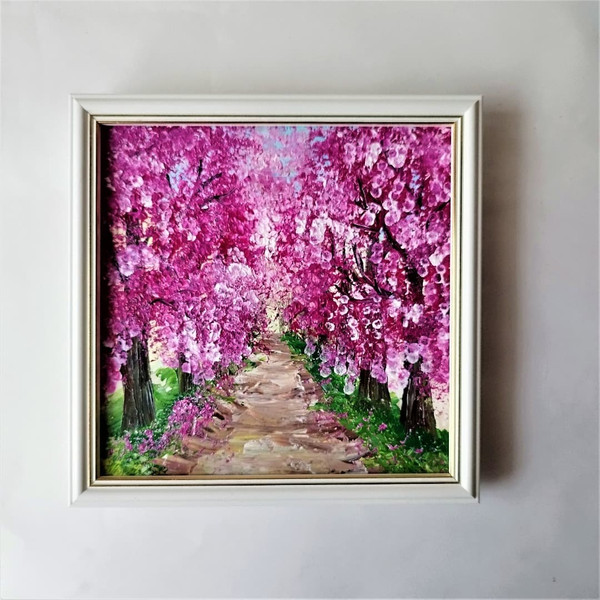 Japanese-garden-with-cherry-blossom-landscape-painting-art-impasto-wall-decoration