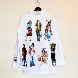 White girl Shirt, Street style art, Custom designed women clothes, Hand painted, Wearable art, Fabric painted clothes,