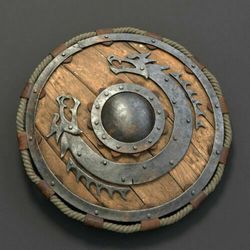 Handmade Valhalla Dragon Shield Wooden Round Shield