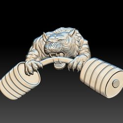 3D Model STL CNC Router file Tiger with barbell