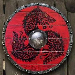 Dragon Face Wood & Steel Round shield Armor Templar 24" Shield
