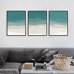 Mountain Poster Green Gray Wall Art Set Of 3 Prints Natural Painting Downloadable Art Abstract Mountains Triptych Print