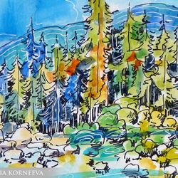 Original Art Lake Tahoe Painting California National Park Plein Air Landscape Watercolor Painting