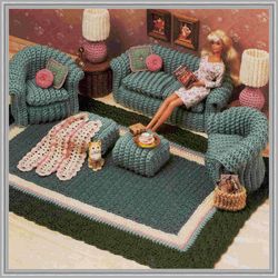 Digital - Vintage Classic Living Room Crochet Pattern - Crochet Patterns for Dolls  - PDF