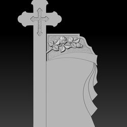 3D STL Model for CNC file Tombstone Cross with roses