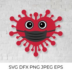 cute virus wearing mask. heart face mask svg. masked heart. valentines svg