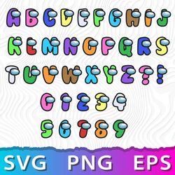 Among Us Letters SVG, Among Us Numbers SVG, Among Us Alphabet SVG, Among Us Bubble Letters, Among Us Letter Character