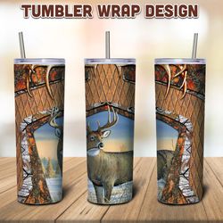 Hunting Deer Tumbler Sublimation Wrap, Hunting Deer Tumbler PNG, NBA Tumbler, Sublimation Tumbler, Digital Download