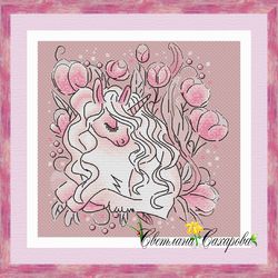 scheme for embroidery delicate unicorn marshmallow
