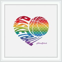 cross stitch pattern heart basketball sport silhouette basket player ball rainbow colorful counted crossstitch patterns