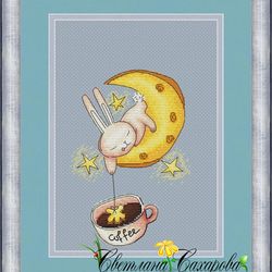 scheme for embroidery moon bunny
