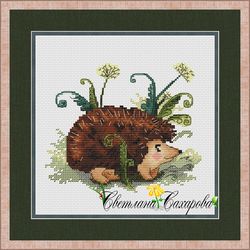 scheme for embroidery hedgehog in the grass