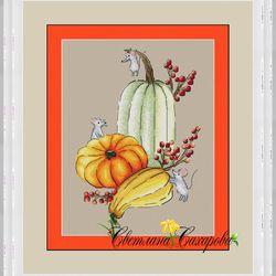 scheme for embroidery mouse and pumpkin