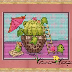 scheme for embroidery beach day