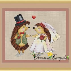 scheme for embroidery hedgehog wedding