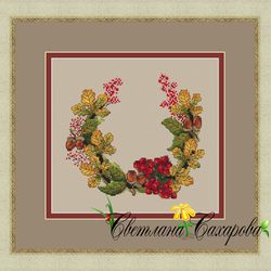 scheme for embroidery autumn wreath