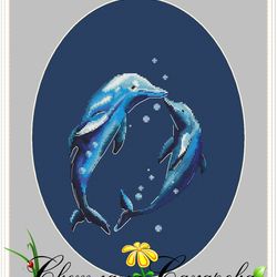 scheme for embroidery dolphins