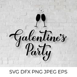 galentines party calligraphy lettering svg