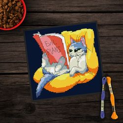 cat evils plans cross stitch pattern pdf, funny animal cross stitch patterns, easy cross stitch patterns