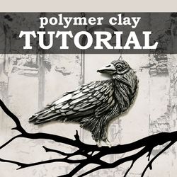 DIY black Raven. TUTORIAL from  polymer clay .