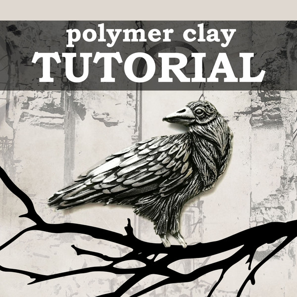 DIY black Raven. TUTORIAL from  polymer clay