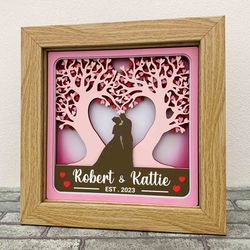 Love Trees 3D Shadow Box SVG/ 3D Personalized Wedding Gift Box/ Valentine's Day Decoration/ For Cricut/ For Silhouette