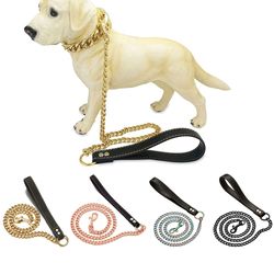 11mm Miami Link Chain Dog Leash Chew Proof Cuban Metal Pet Leash
