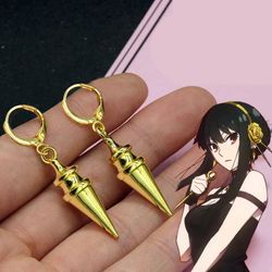 anime yor forger earrings, spy x family earrings, anime cosplay jewelry, earrings animation comic japanese jewelry