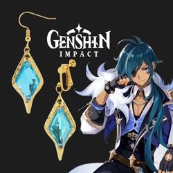 Genshin Impact Kaeya Alberich Earrings Knights of Favonius Cryo Anime Cosplay Anime Jewellery Gamer Gift