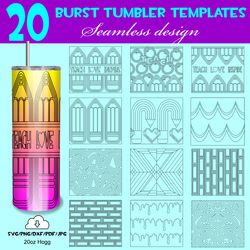 20 BURST TUMBLER TEMPLATES 20 Oz HOGG Seamless design / BUNDLE-7