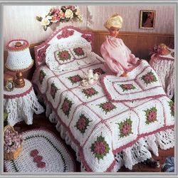 Digital - Vintage Victorian Bedroom Crochet Pattern -  Crochet Patterns for Dolls - PDF