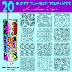 20 BURST TUMBLER TEMPLATES 20 Oz HOGG Seamless design / BUNDLE-6