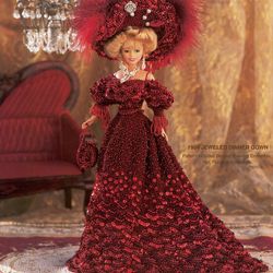 Digital | Crochet pattern for a vintage Barbie dress | Knitted Dress for 11-1/2" Dolls | Toys for Girls | PDF Template