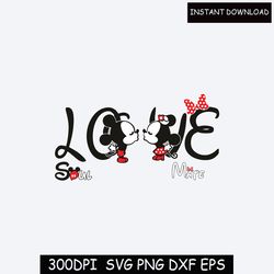 mickey minnie kissing svg, dxf, eps, ai, cdr vector files for cricut, silhouette, cutting plotter, png file